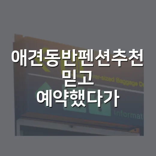 애견동반펜션추천 믿고 예약했다가 배운 것 - 요약