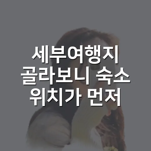 세부여행지 골라보니 숙소 위치가 먼저였다 - 요약