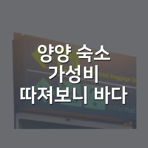 양양 숙소 가성비 따져보니 바다 거리보다 중요했던 것 - 요약