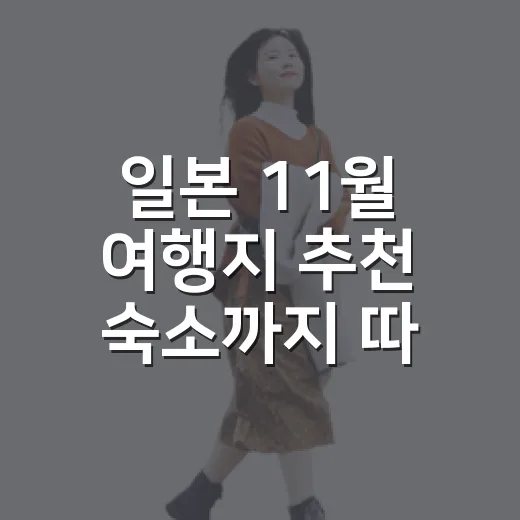일본 11월 여행지 추천 숙소까지 따져보니 답이 달랐다 - 요약