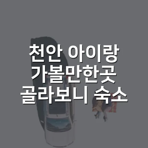 천안 아이랑 가볼만한곳 골라보니 숙소 위치가 중요했다 - 요약