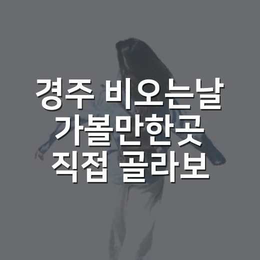 경주 비오는날 가볼만한곳 직접 골라보니 숙소 위치가 중요했다 - 요약