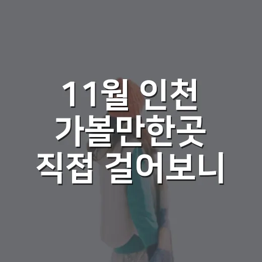 11월 인천 가볼만한곳 직접 걸어보니 달랐다 - 요약