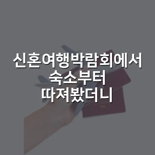 신혼여행박람회에서 숙소부터 따져봤더니 - 요약