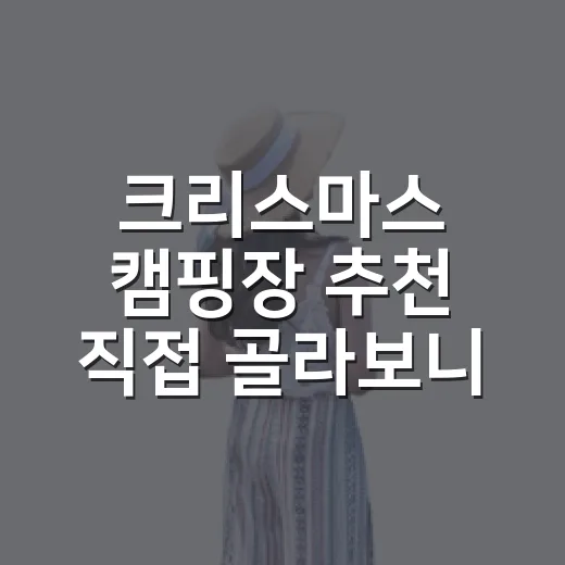 크리스마스 캠핑장 추천 직접 골라보니 잠자리가 먼저였다 - 요약