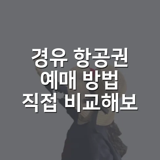 경유 항공권 예매 방법 직접 비교해보니 달랐다 - 요약
