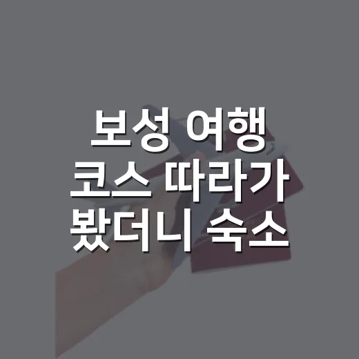 보성 여행 코스 따라가 봤더니 숙소 위치가 중요했다 - 요약