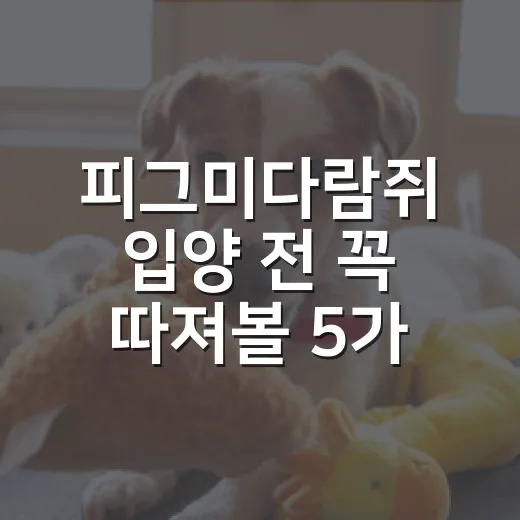 피그미다람쥐 입양 전 꼭 따져볼 5가지 - 요약
