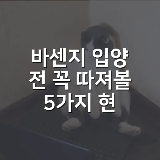 바센지 입양 전 꼭 따져볼 5가지 현실 - 요약