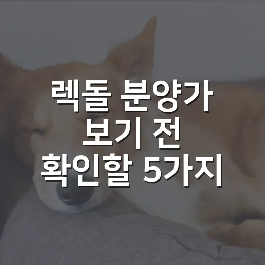 렉돌 분양가 보기 전 확인할 5가지 비용 기준 - 요약