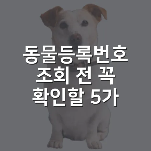동물등록번호 조회 전 꼭 확인할 5가지 - 요약