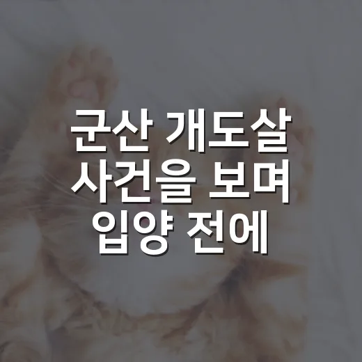 군산 개도살 사건을 보며 입양 전에 확인할 5가지 책임 - 요약