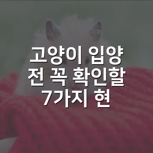 고양이 입양 전 꼭 확인할 7가지 현실 체크 - 요약