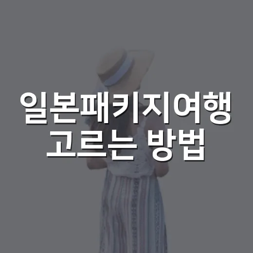 일본패키지여행 고르는 방법, 처음 가는 사람은 이렇게 준비하면 편해요 - 요약