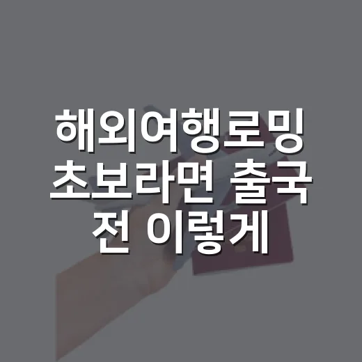 해외여행로밍 초보라면 출국 전 이렇게 준비하면 편해요 - 요약