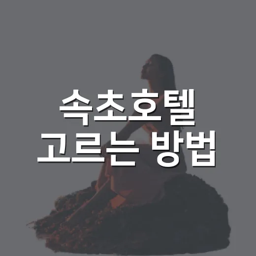 속초호텔 고르는 방법, 바다뷰부터 가족여행 숙소까지 이렇게 보면 편해요 - 요약
