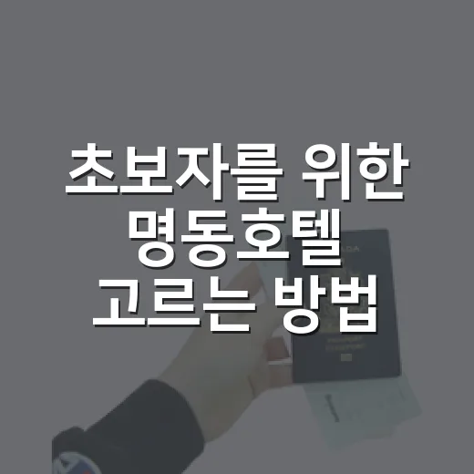 초보자를 위한 명동호텔 고르는 방법, 위치부터 가격대까지 현실적으로 보기 - 요약
