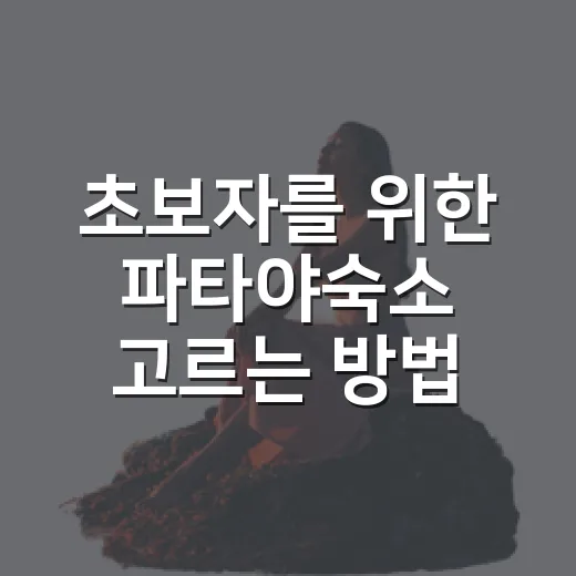 초보자를 위한 파타야숙소 고르는 방법, 위치부터 예산까지 이렇게 잡으면 편해요 - 요약
