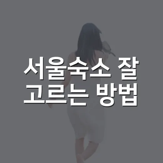 서울숙소 잘 고르는 방법, 초보 여행자는 동선부터 잡으면 편해요 - 요약