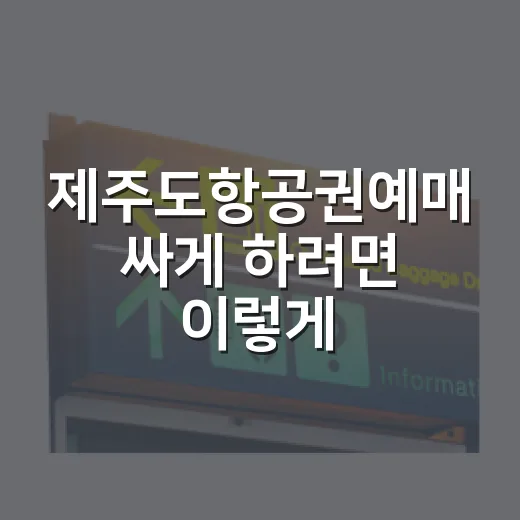 제주도항공권예매 싸게 하려면 이렇게 잡아보세요 - 요약