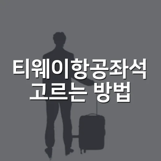 티웨이항공좌석 고르는 방법, 추가금 아깝지 않게 선택하려면 이렇게 - 요약