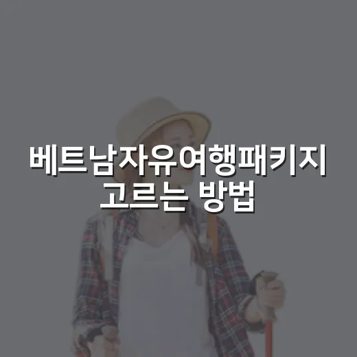 베트남자유여행패키지 고르는 방법, 일정은 자유롭게 비용은 가볍게 - 요약