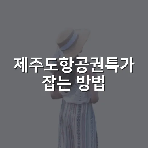 제주도항공권특가 잡는 방법, 초보자도 실패 줄이는 예약 요령 - 요약
