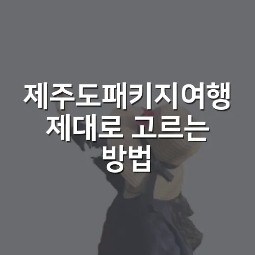 제주도패키지여행 제대로 고르는 방법, 처음 가는 사람도 덜 헤매는 기준 - 요약