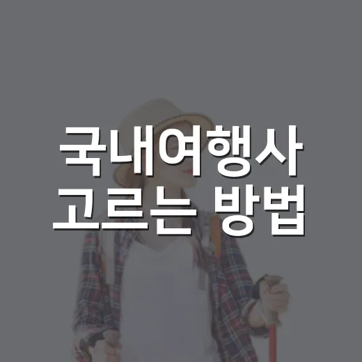 국내여행사 고르는 방법, 예약 전 이렇게 비교하면 실패가 줄어요 - 요약