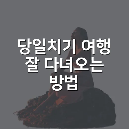 당일치기 여행 잘 다녀오는 방법, 아침부터 밤까지 덜 지치는 코스 짜기 - 요약