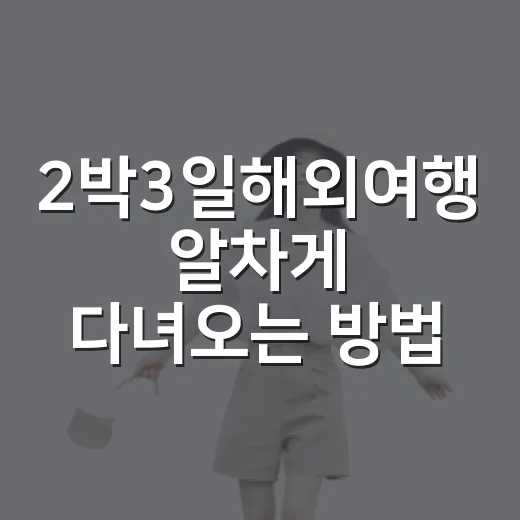 2박3일해외여행 알차게 다녀오는 방법, 초보자도 덜 피곤하게 짜는 일정 - 요약