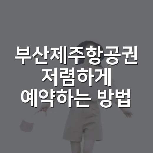 부산제주항공권 저렴하게 예약하는 방법, 초보자도 놓치기 쉬운 포인트 - 요약