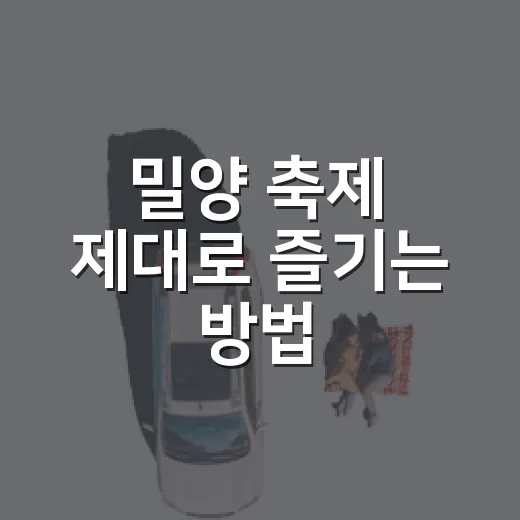밀양 축제 제대로 즐기는 방법, 처음 가는 사람을 위한 동선과 일정 팁 - 요약