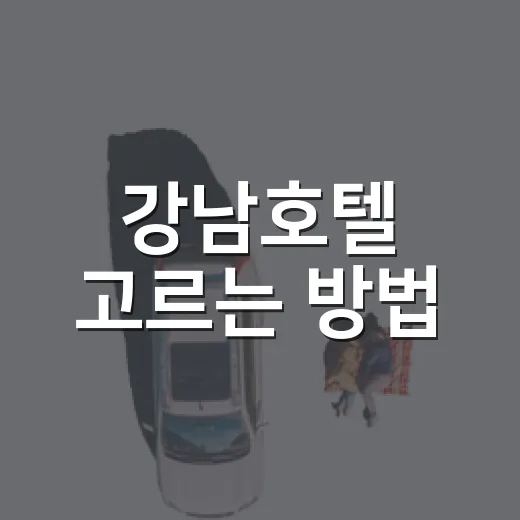 강남호텔 고르는 방법, 초보도 동선부터 체크하면 편해져요 - 요약