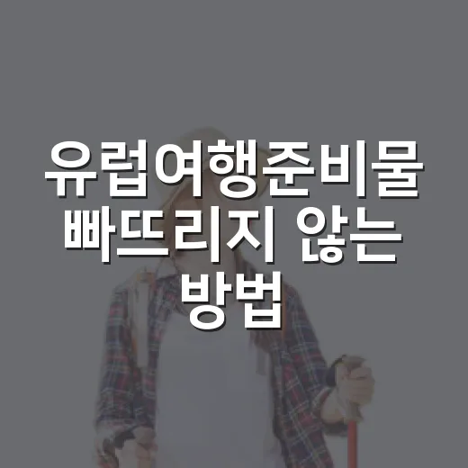 유럽여행준비물 빠뜨리지 않는 방법: 초보자를 위한 짐 싸기 체크리스트 - 요약