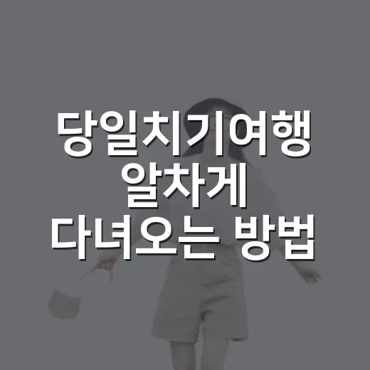 당일치기여행 알차게 다녀오는 방법, 초보자도 덜 지치게 움직이는 코스 짜기 - 요약