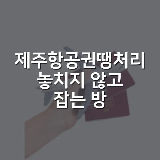 제주항공권땡처리 놓치지 않고 잡는 방법: 총액 비교부터 시간대 선택까지 - 요약