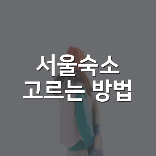 서울숙소 고르는 방법, 처음 가는 사람도 덜 헤매려면 이렇게 - 요약