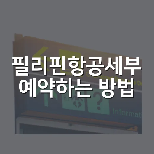 필리핀항공세부 예약하는 방법, 직항·수하물·가격 체크 순서 - 요약