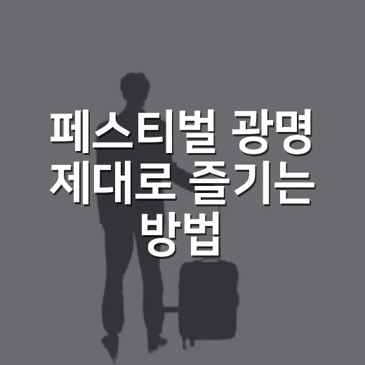 페스티벌 광명 제대로 즐기는 방법, 처음 가는 사람을 위한 동선과 준비 팁 - 요약