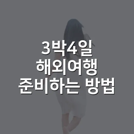 3박4일 해외여행 준비하는 방법, 짧아도 알차게 다녀오려면 이렇게 - 요약