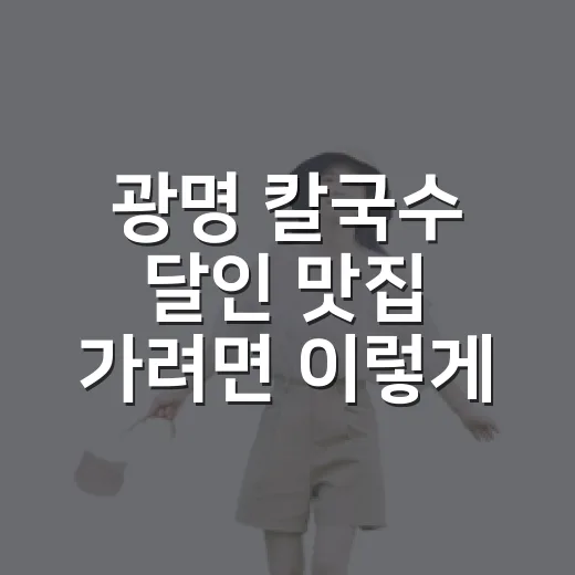 광명 칼국수 달인 맛집 가려면 이렇게 고르면 실패가 적어요 - 요약
