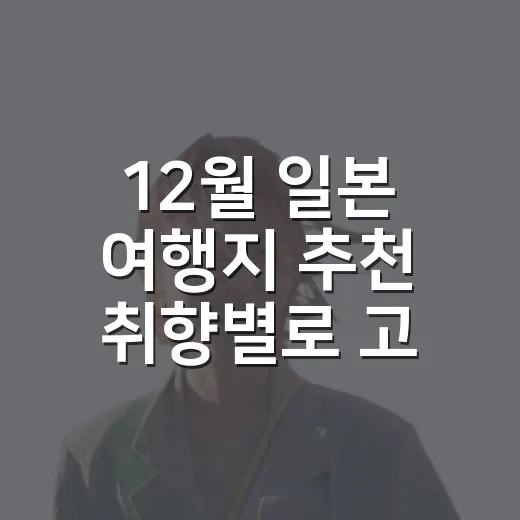 12월 일본 여행지 추천 취향별로 고르는 방법 - 요약