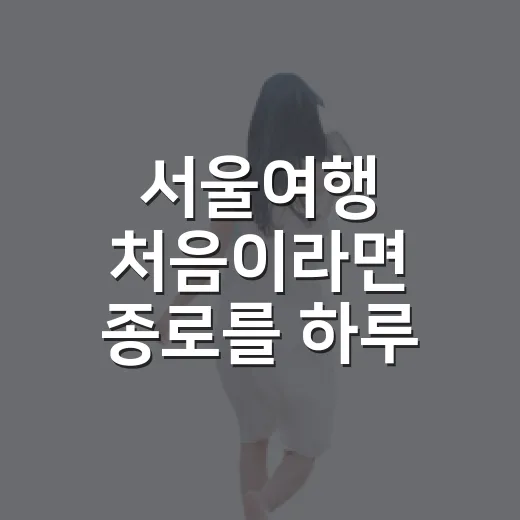 서울여행 처음이라면 종로를 하루 걷는 방법 - 요약