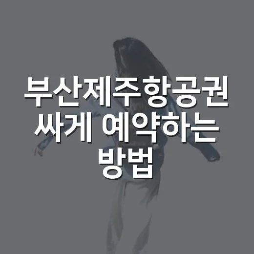 부산제주항공권 싸게 예약하는 방법 - 요약