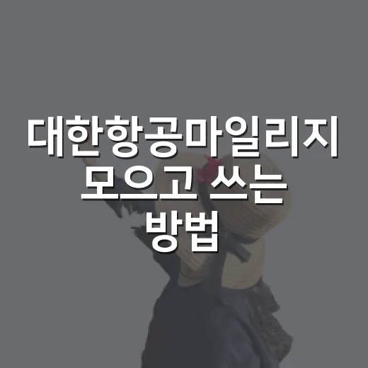 대한항공마일리지 모으고 쓰는 방법 - 요약