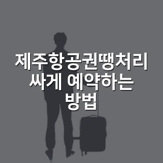 제주항공권땡처리 싸게 예약하는 방법 - 요약