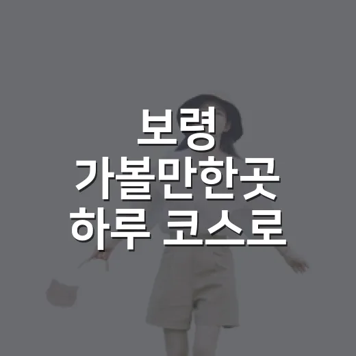 보령 가볼만한곳 하루 코스로 고르는 방법 - 요약