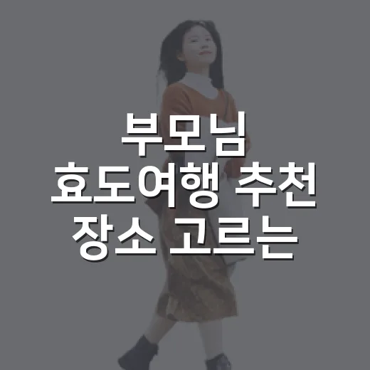 부모님 효도여행 추천 장소 고르는 방법 - 요약
