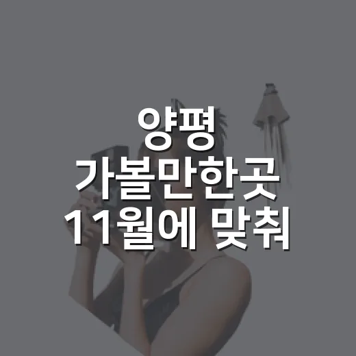 양평 가볼만한곳 11월에 맞춰 고르는 방법 - 요약